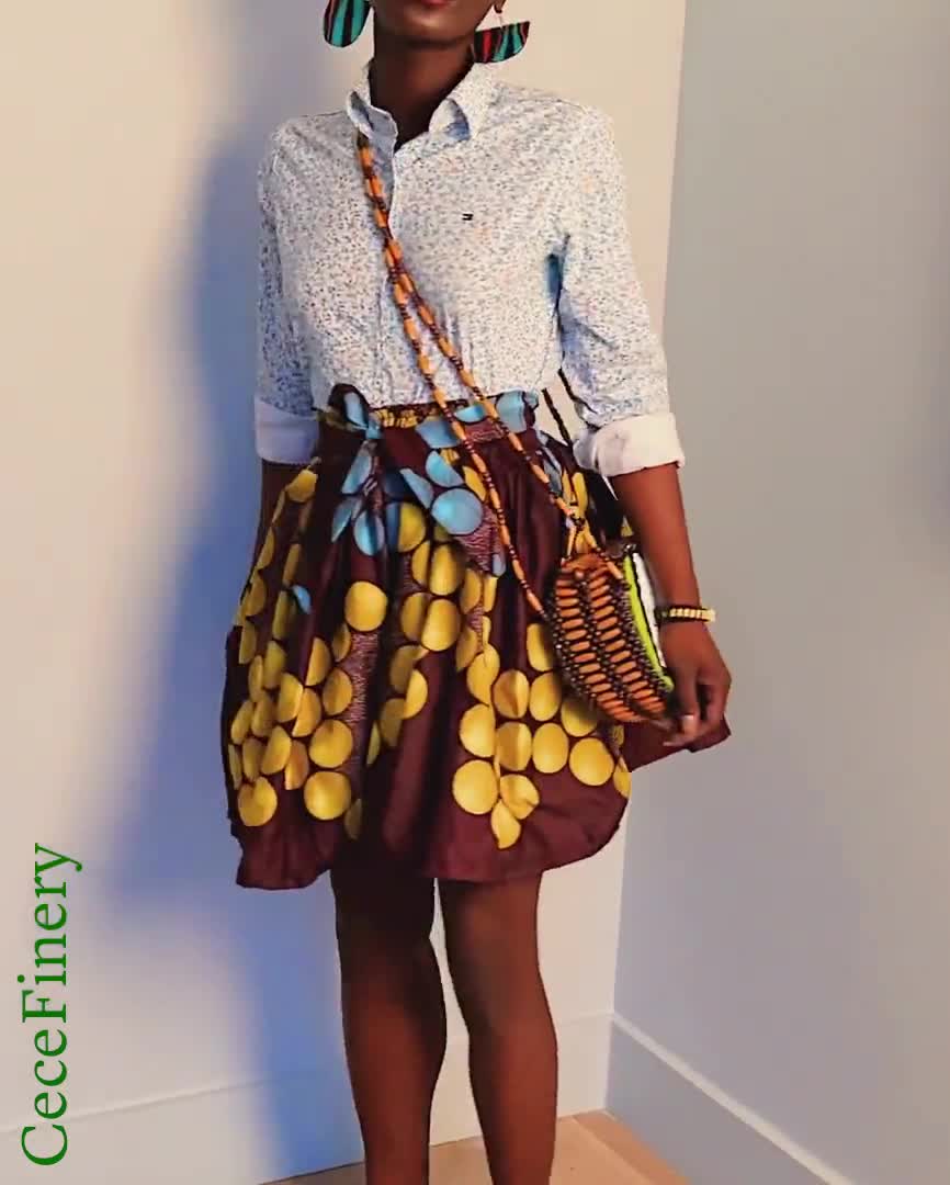 African skirt best sale with denim shirt