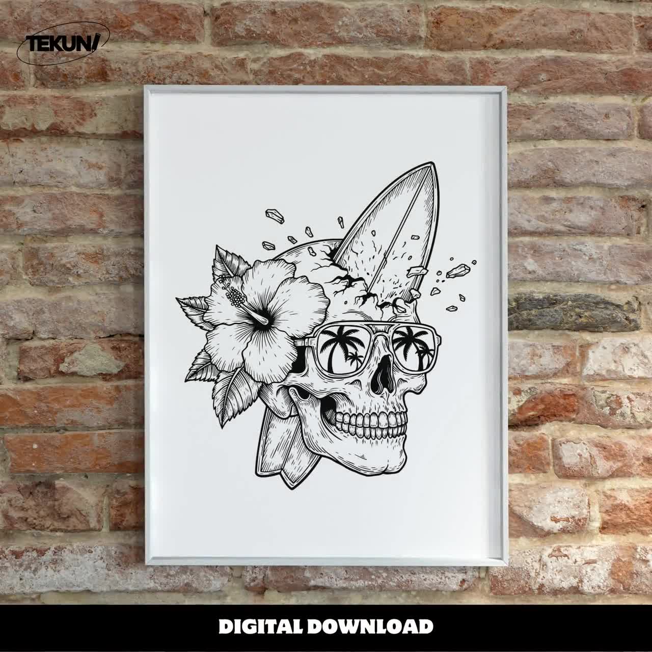 Surf Skull SVG: Tropical Summer Clipart (digital Download) - Etsy