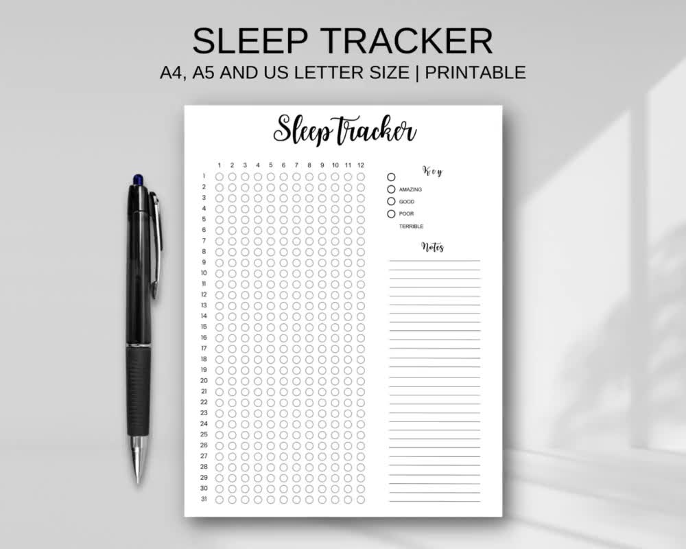 Sleep Tracker Log | Digital Download, sleep tracker - okgo.net