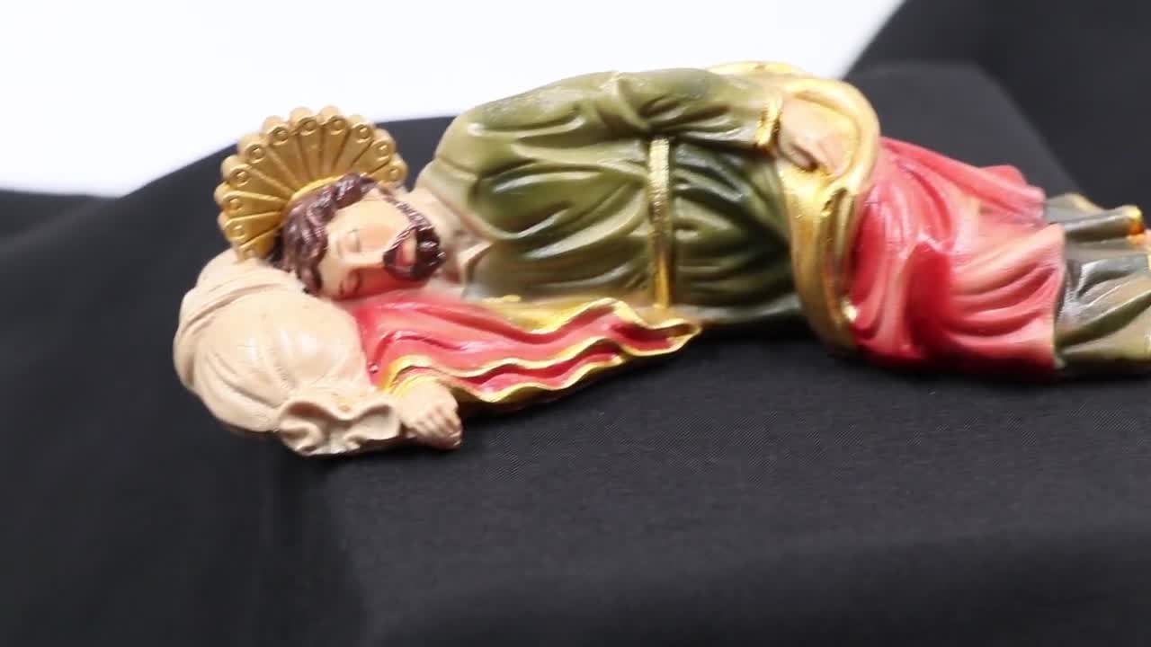 chengfang Statuette de Joseph endormi 21 cm, figurine religieuse catholique Santo San Jose, résine religieuse catholique endormie, religieuse