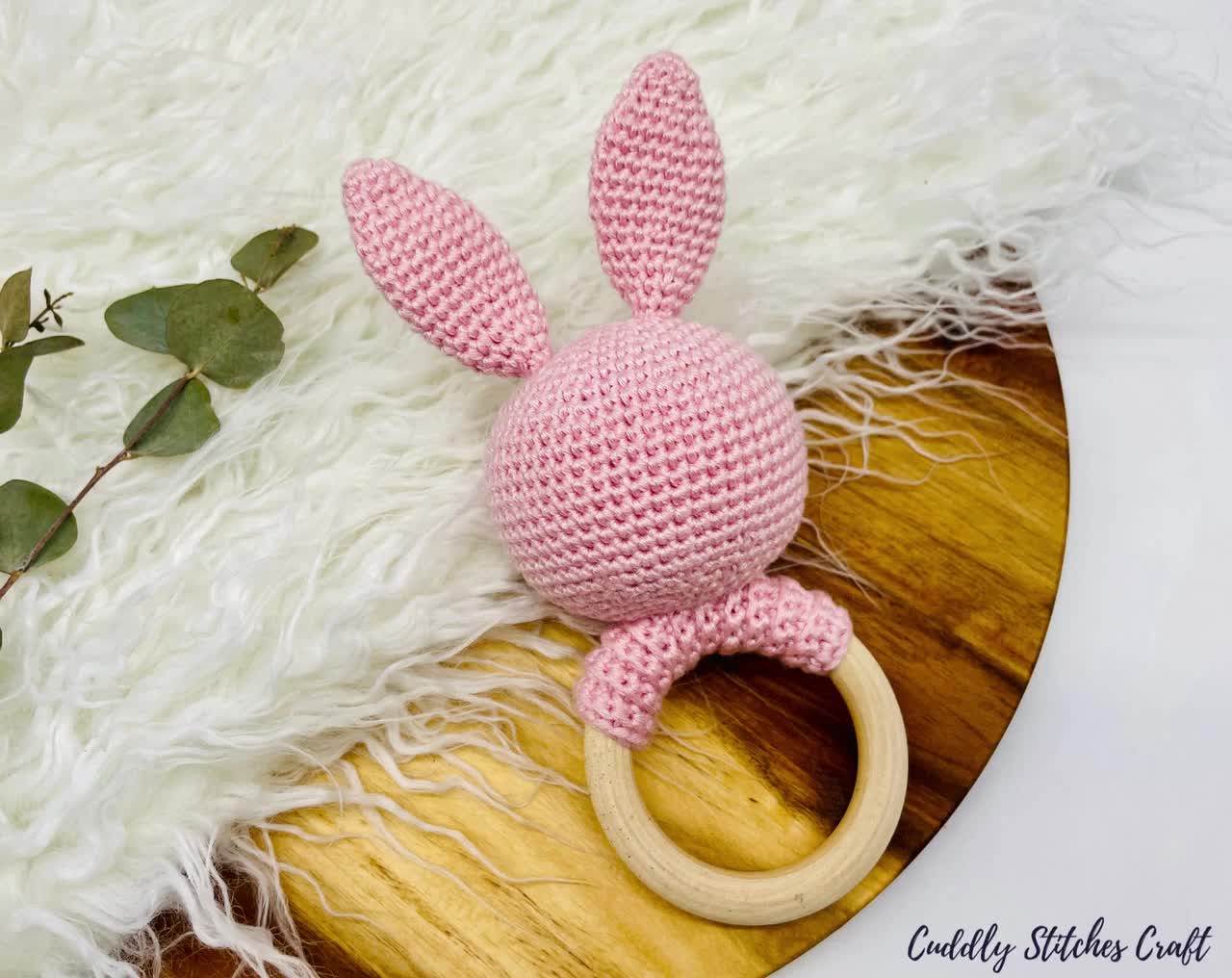 Sleepy bunny crochet rattle pattern crochet baby rattle crochet wooden rattle Amigurumi bunny pattern