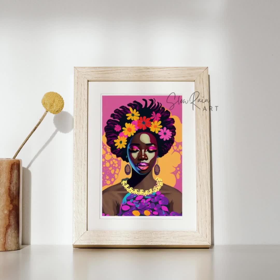 African Flower Pop Art, Printable Art, Wall Art, Square Art, Girl Flower  Poster, Colorful, Digital Art, Pop Art Style, Home Decor, Afro Art.