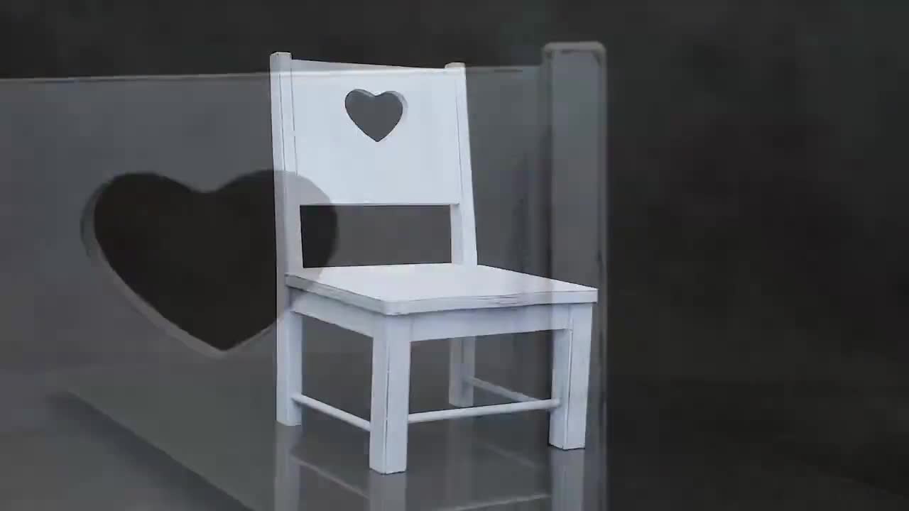 Newborn Photography Prop Small White Wooden Harlow Chair - Heart
