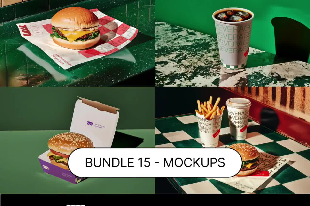 BUNDLE Smash Burger Lebensmittelverpackungen Mockup für Branding Design | Hochauflösende 4000 px PSD | Realistische Burger Mockup Ästhetik | Geschichtet video poster