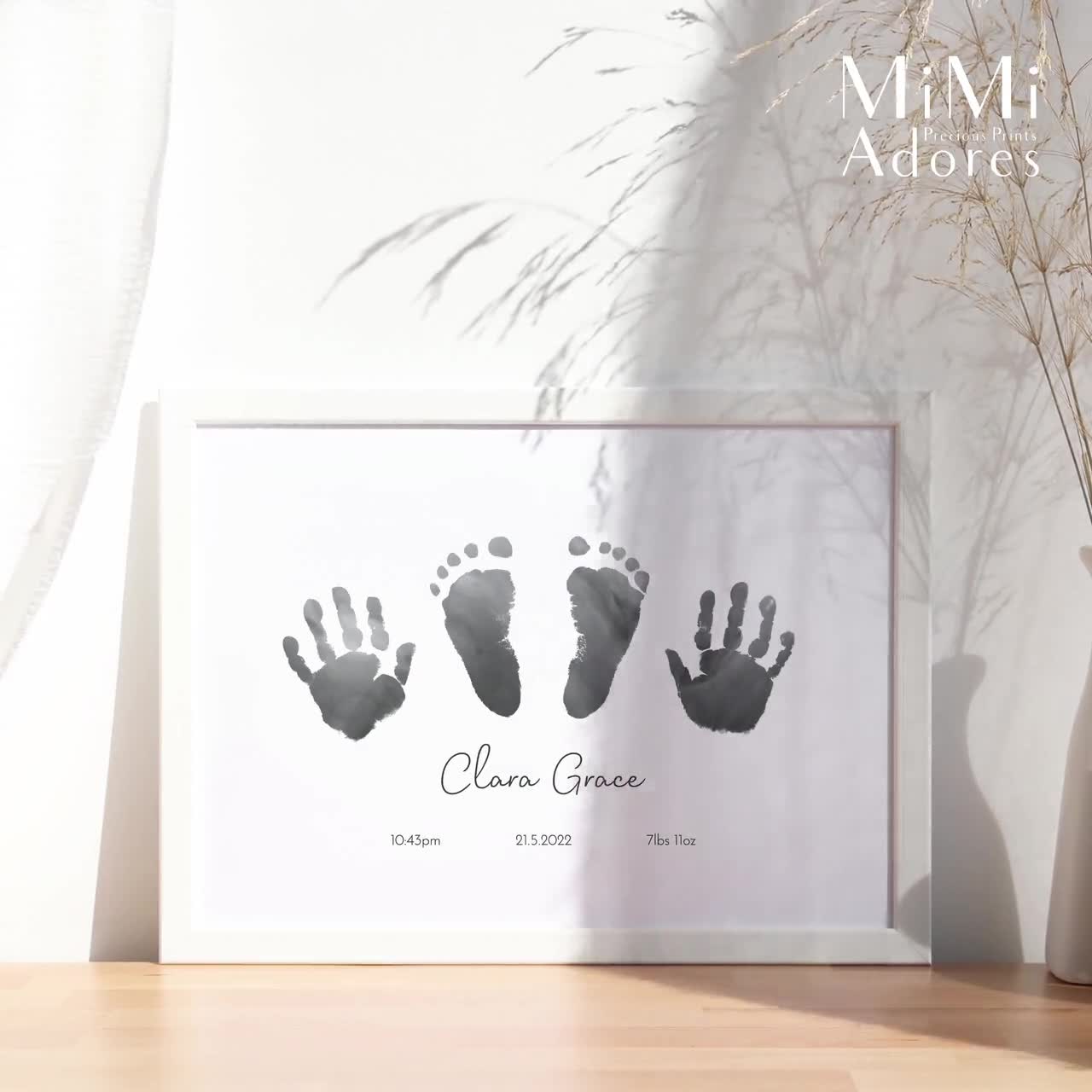 Baby Handprint & Footprint Picture Frame, Newborn Keepsake Kit for