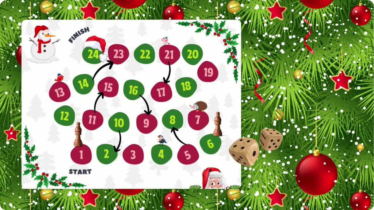 snakes and ladders game christmas holiday version, printable game, fun  family activity, classroom activity, instant download