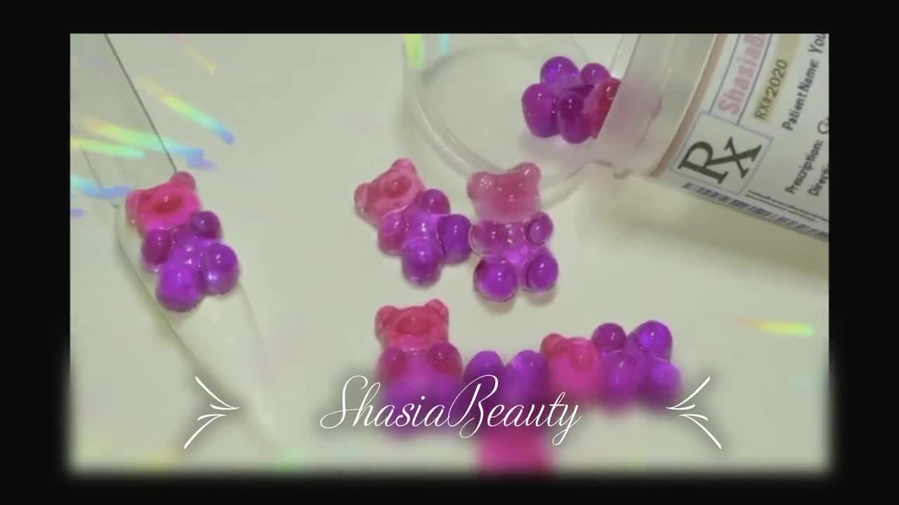 Solid Gummy Bear Nail Charms Variety Colors 