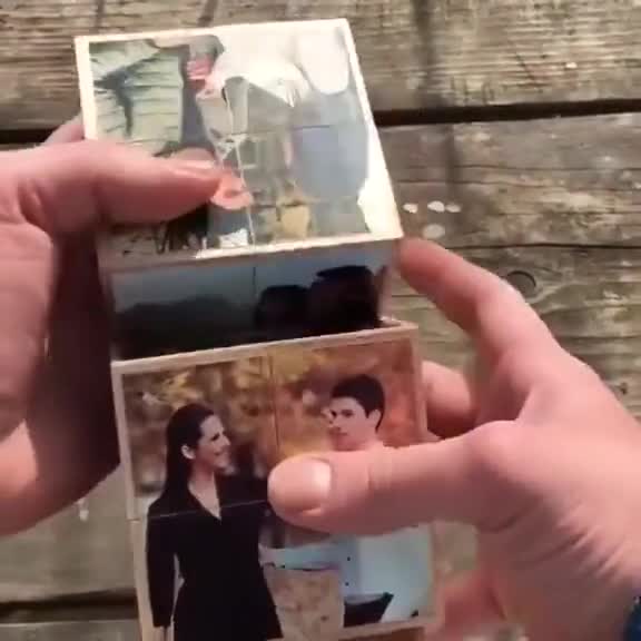 Cubo fotografico personalizzato: regalo ricordo in legno personalizzato video poster