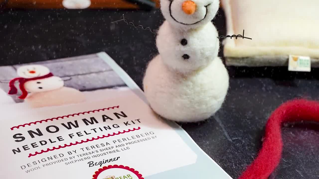 Snowman Needle Felting Kit (Super Easy Beginner) - Bear Creek Felting
