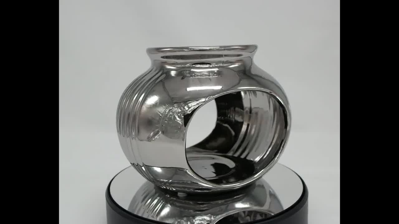 Clearance - Ceramic Wax Burner  Chrome Sofia Groove ceramic