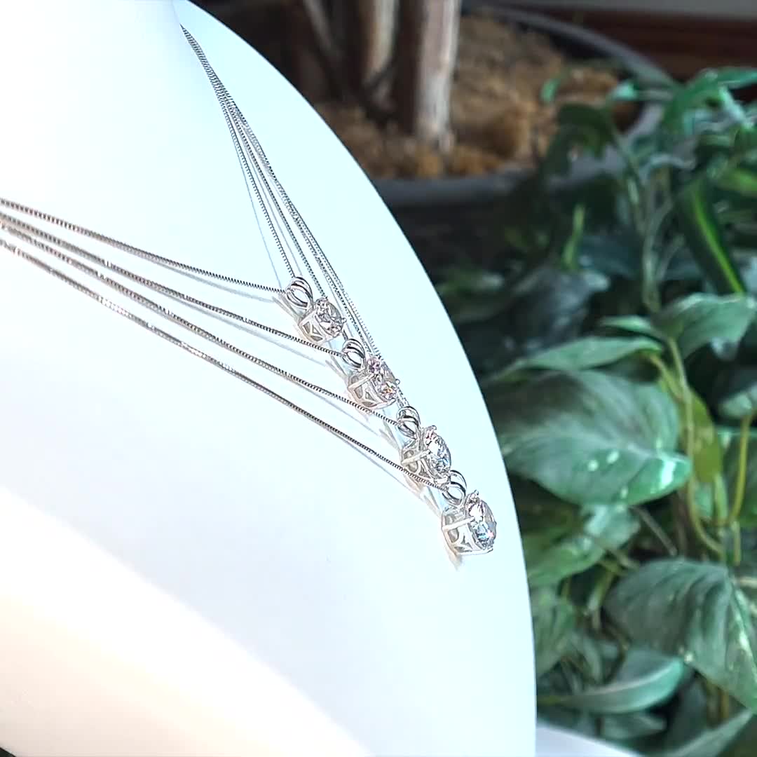 White Gold Diamond Studs, 3 Ct Round Created Pink Diamond Earrings