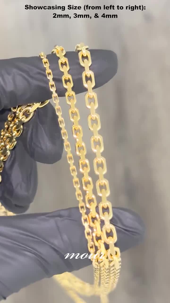 Solid 14k Yellow Gold Heavy Anchor H-link Chain Italian