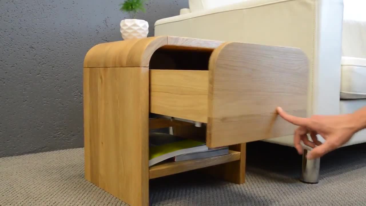 Soft close bedside shop table