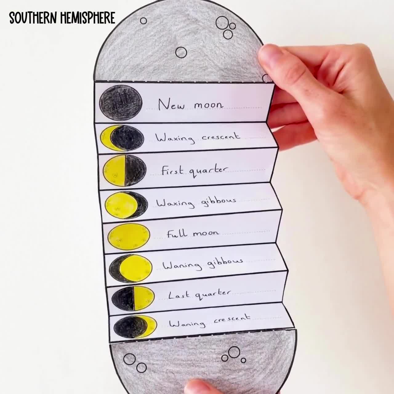 Southern Hemisphere Phases of the Moon Foldout Kid's Craft