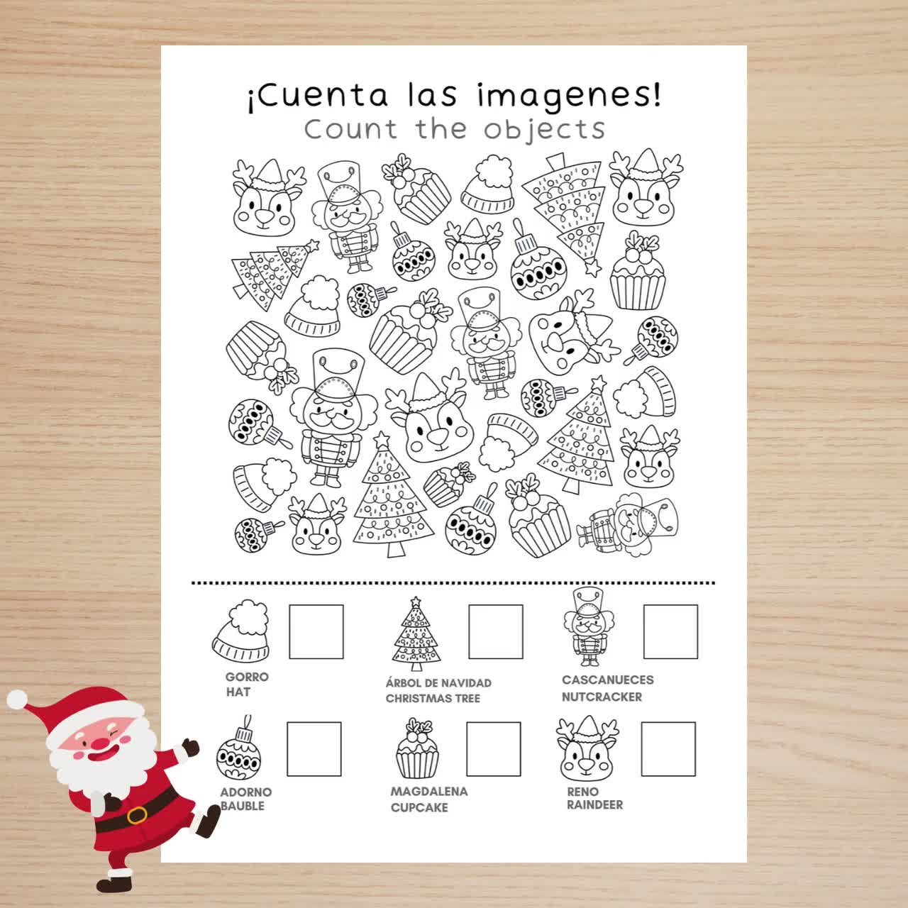 printable christmas activity sheets in bilingual spanish, christmas  activities bundle for spanish ed, english spanish xmas instant download