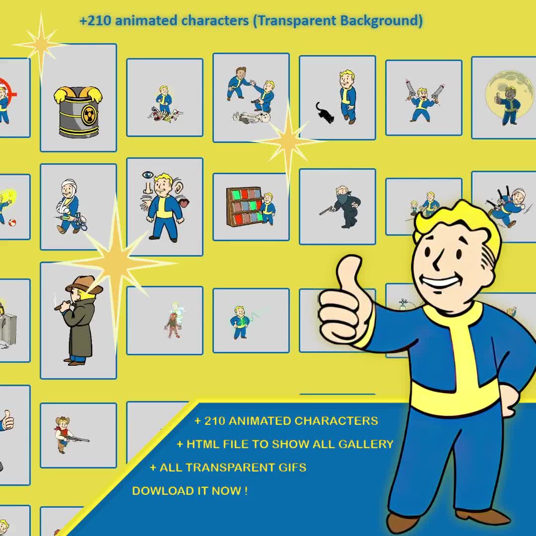 More +210 Animated Characters From Fallout Universe | TWITCH ELEMENTS