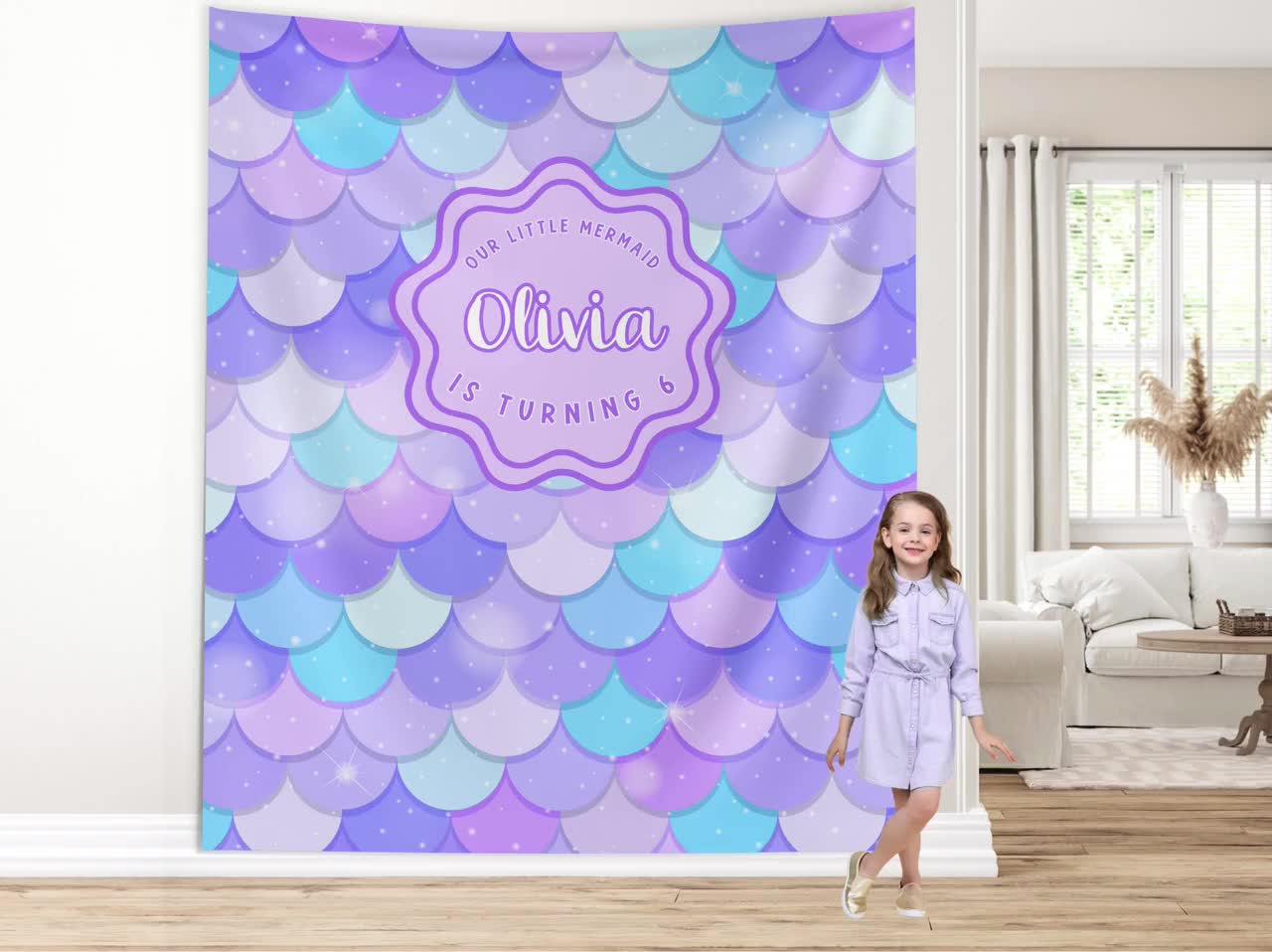 BANNIÈRE PETITE SIRÈNE De Joyeux Anniversaire D'anniversaire Fête EUR 7