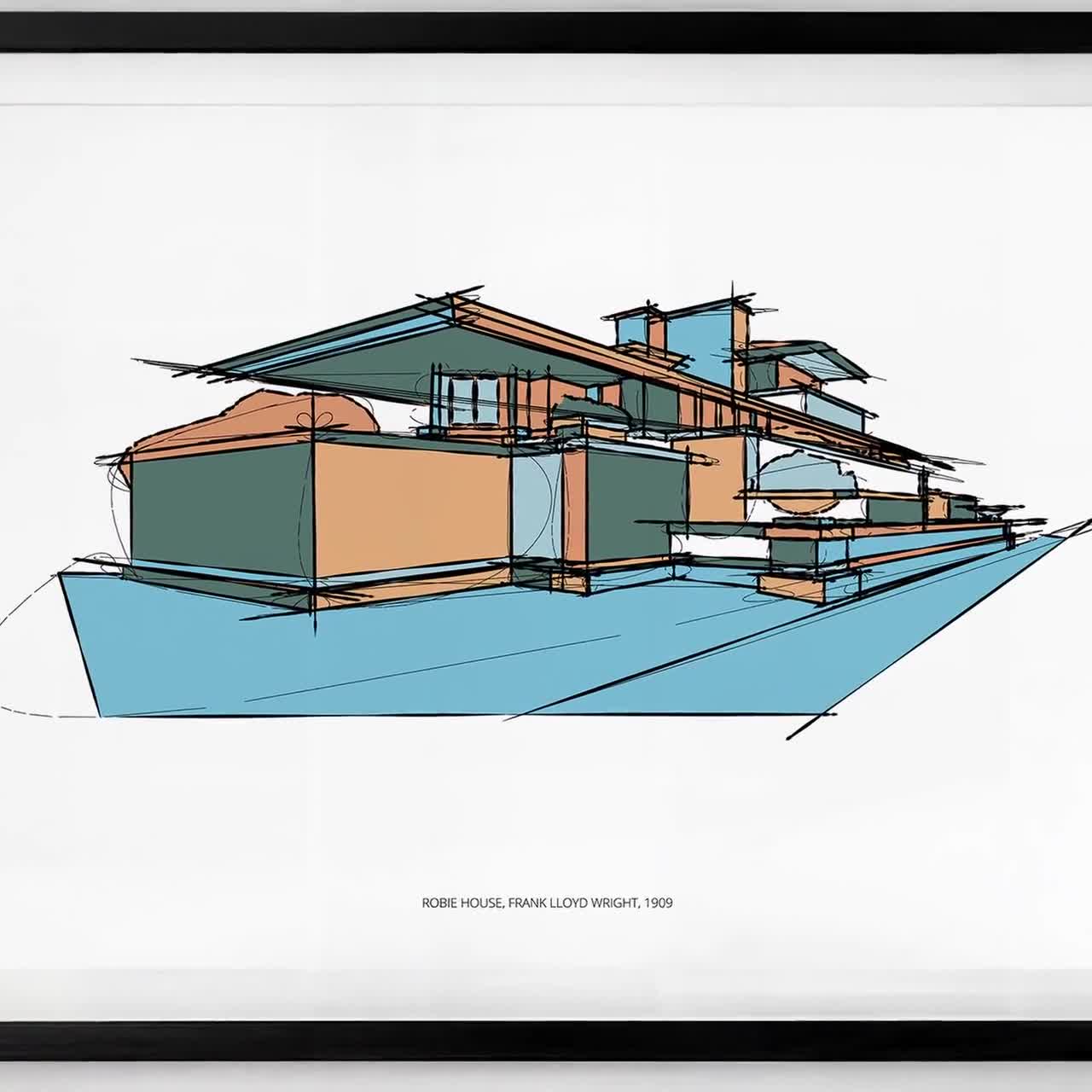 Robie House Print: Frank Lloyd Wright Prairie Style Sketch