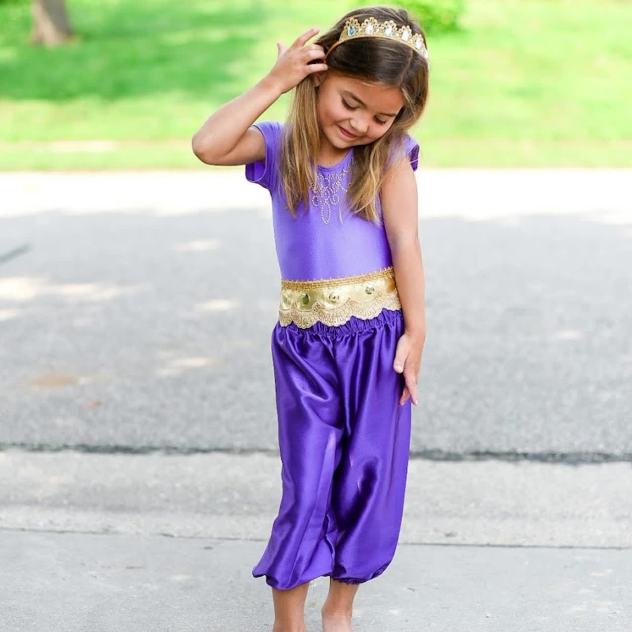Arabian Princess Costume, Princess Costume, Kids Halloween Costume Leotard  and Pants Purple 