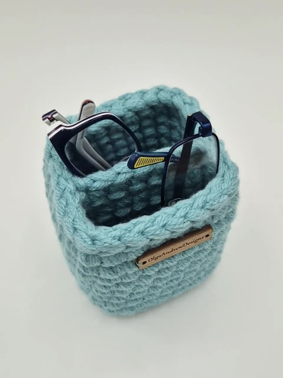 Brillenständer Aus Schwarzem PU-Leder Mit Plüschf Produktbild-Vorschau 3