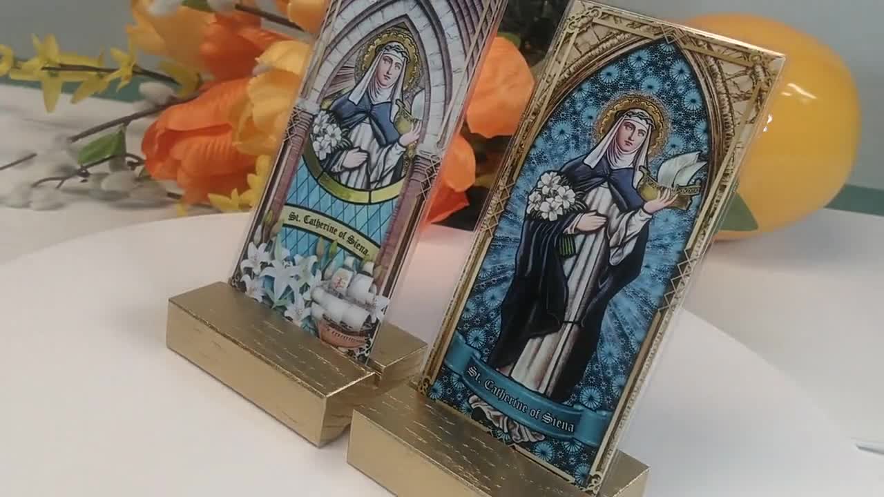 Saint Catherine of Siena Laminated Holy Prayer Cards. St