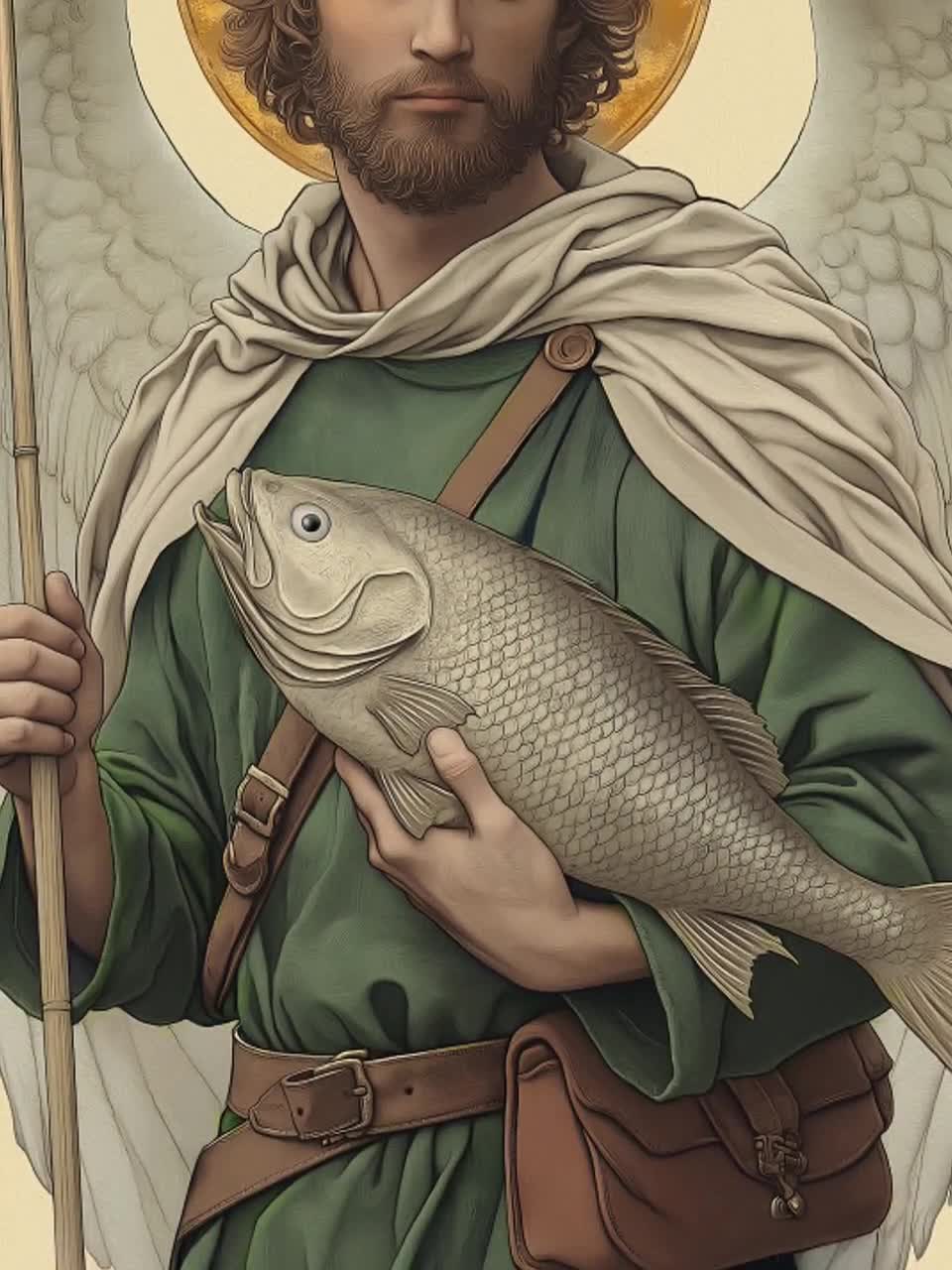 ヴィンテージの聖ラファエル大天使アート：守護ヒーラーの絵画 - Etsy 日本