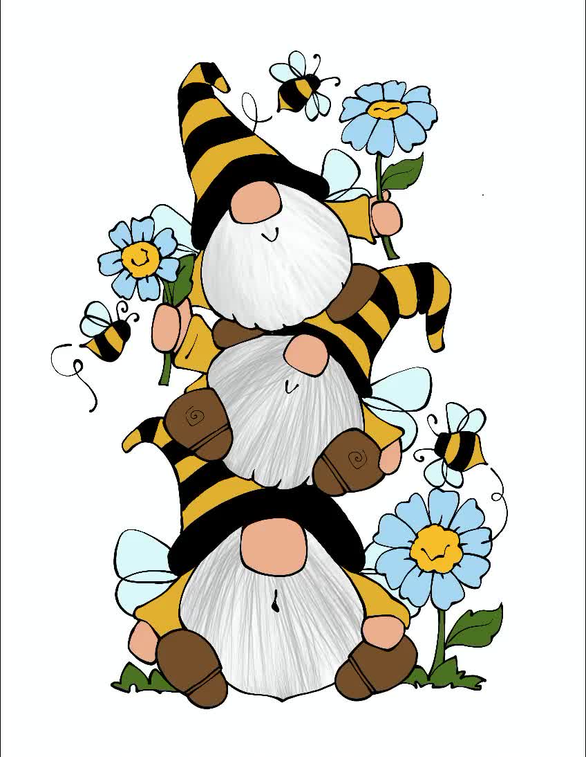 Bumble Bee Gnomes Digital Stamp Bee Gnomes Png Gnome Clipart 