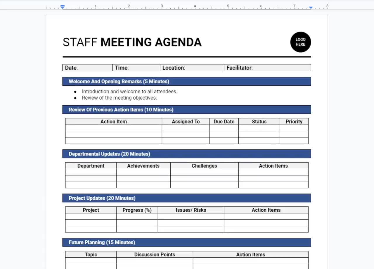 Staff Meeting Agenda Outline Template, Team Meeting Agenda Template,  Workforce Meeting Agenda Template, Employee Meeting Agenda Template, image size:1280x920