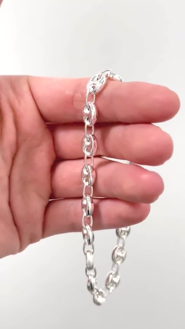 Italy 925 Sterling Silver 9.5mm Puffed Anchor Mariner