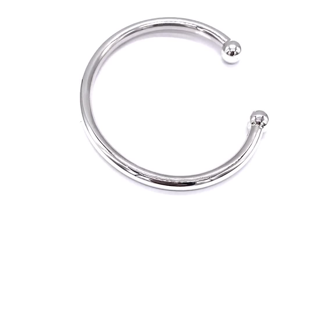 アクセサリー Italy 925 balls cuff bangle 925 Sterling Silver Torque Cuff Bangle Bracelet 60 Mm by 45