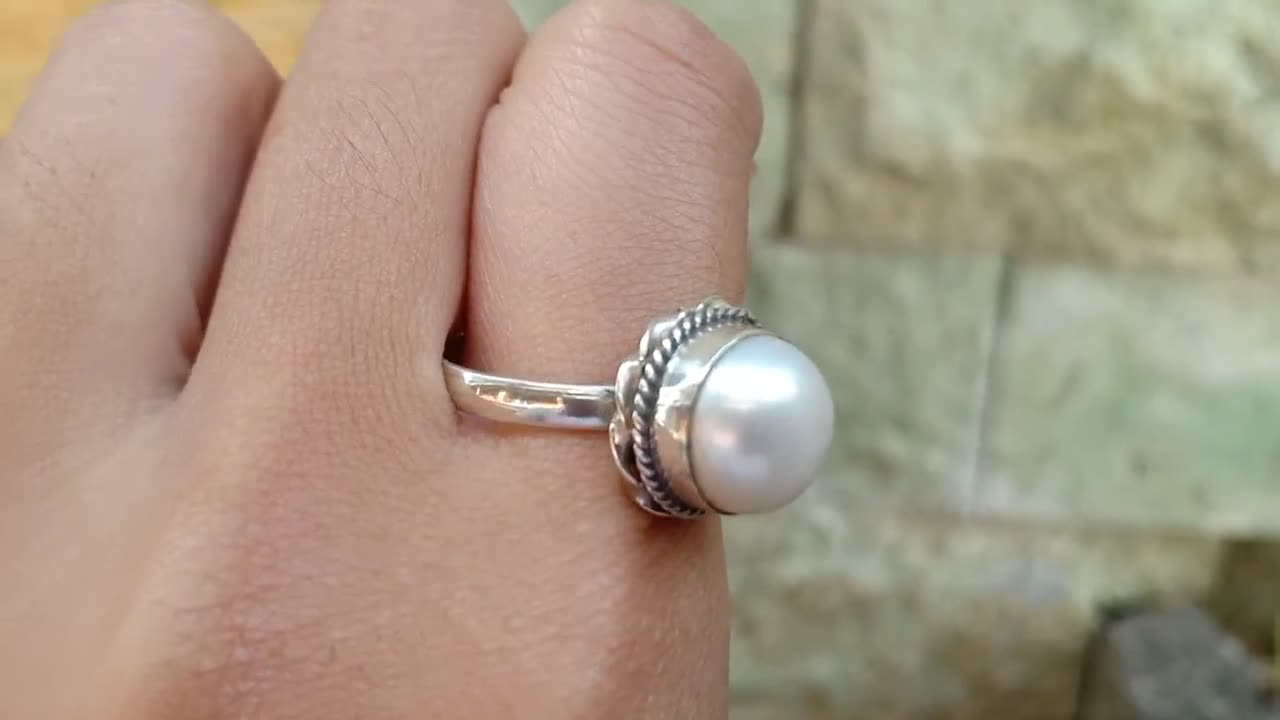 Buy Attractive Pearl Stone Ring, 925 Sterling Silver, Handmade Ring, Designer  Ring, Gemstone Ring, Women Ring, Anniversary Ring, Lovely Ring. Online in  India - Etsy