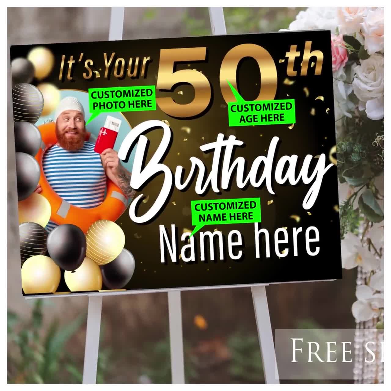 Cartel de feliz cumpleaños personalizado con nombre y edad para decoración  de fiesta de cumpleaños, pancarta de cumpleaños de 30, 3 x 3 pies