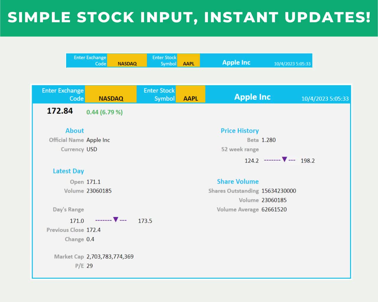 Google スプレッドシートでの株価検索 - ライブデータ更新