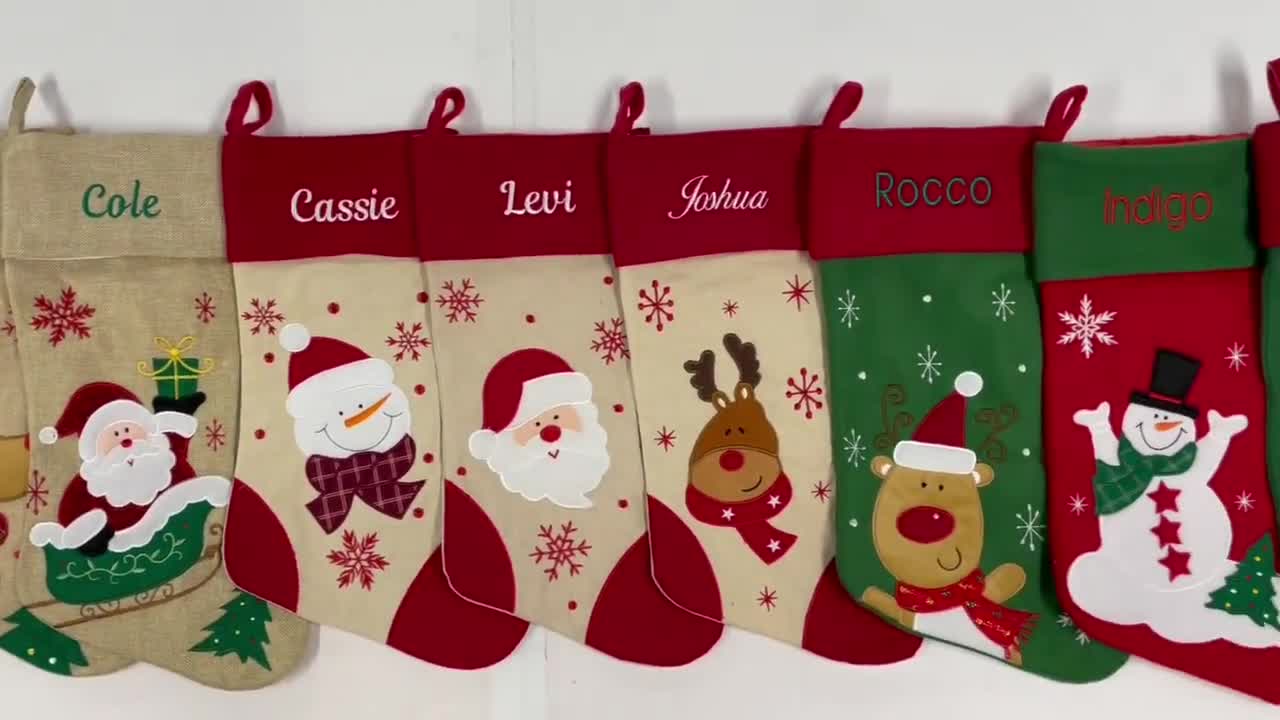 Calza Natalizia Personalizzata Con Nome Ricamato, Calza Della Befana Classica Rossa Per Famiglia, Decorazioni Natalizie Personalizzate, Calza Befana Tessuto Di Rossa Iuta 18inch/46cm (1 Pezzo - Foto 6