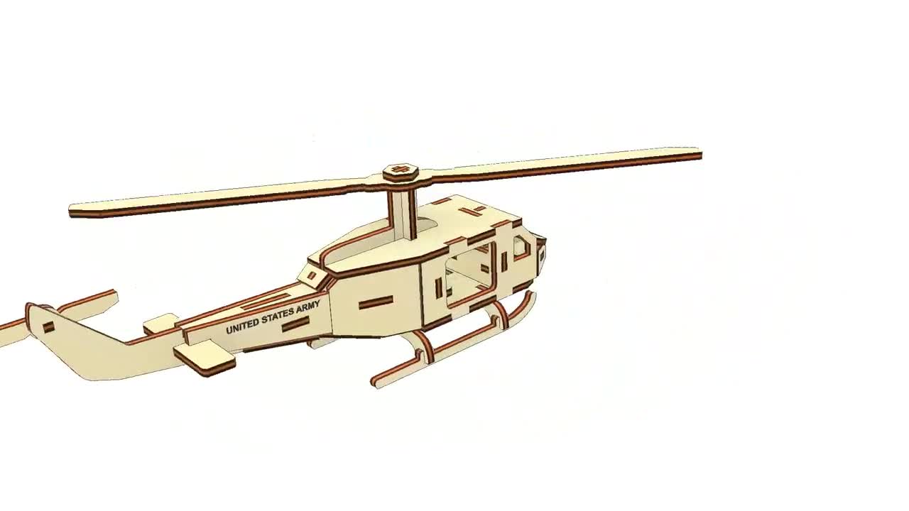 Helicopter - Laser Cut File, SVG plan of 3d puzzle project for Laser  Cutting Machines