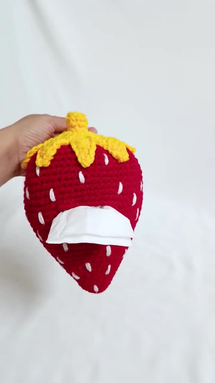 Crochet Strawberry Tissue Holder Pattern | Car Seat & Rearview