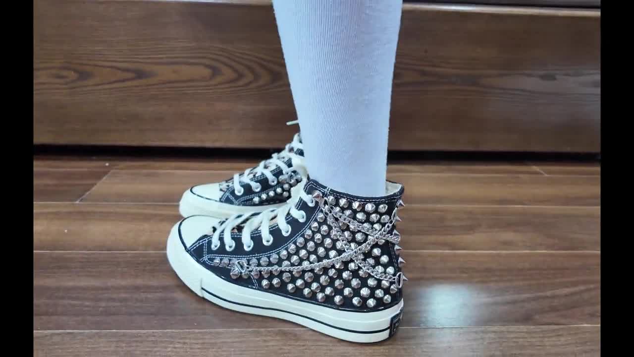 Handmade Studded Leopard Converse | High Top Custom Sneakers