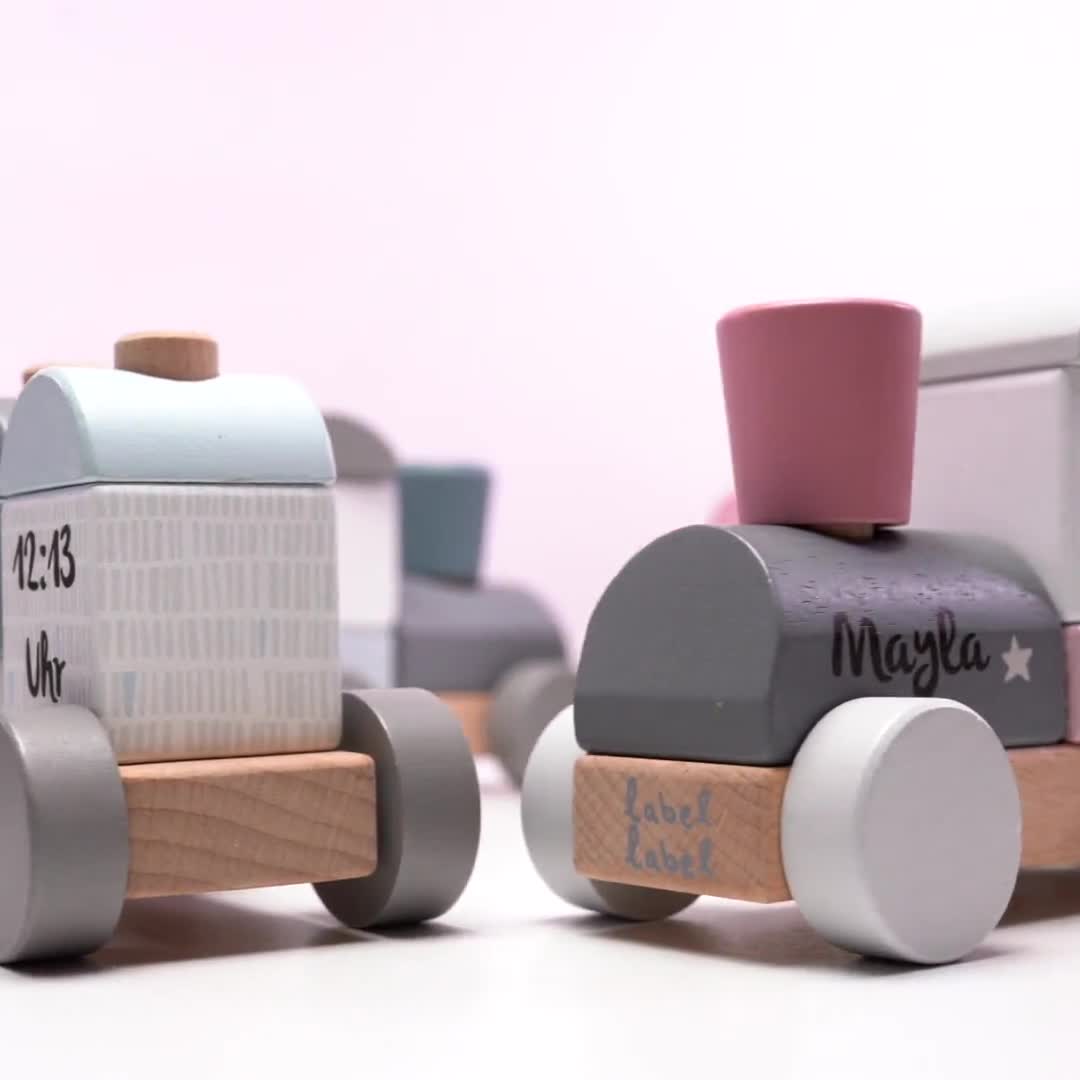 Trenino Legno Personalizzato Con Nome - Giocattolo Educativo Bambini Kidslino