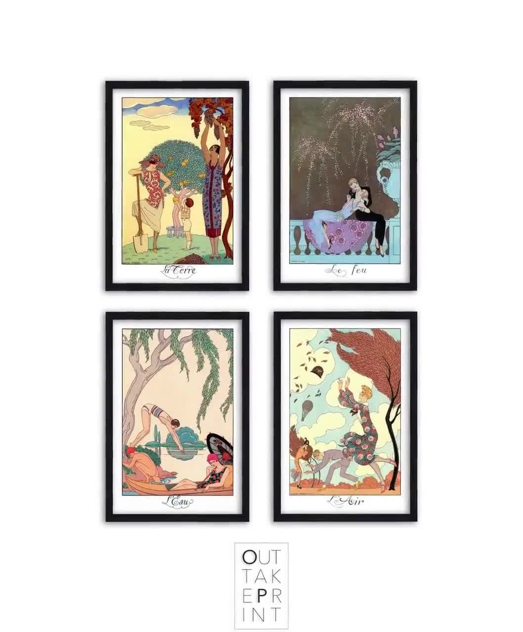 Set di 4 illustrazioni Art Déco I quattro elementi di George Barbier stampa  Art Déco -  Italia