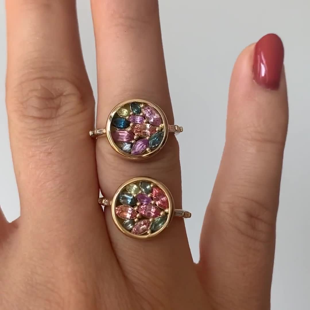 Summertime Ring with Colorful Sapphire Petals