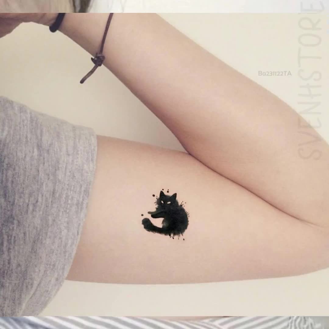 Black Cat Temporary Tattoo, Witchy Waterproof Removable Tattoo, Cute Black  Cat Fake Tattoo for Cat Mom Cat Dad, Tiny Black Cat Tattoo Idea - Etsy