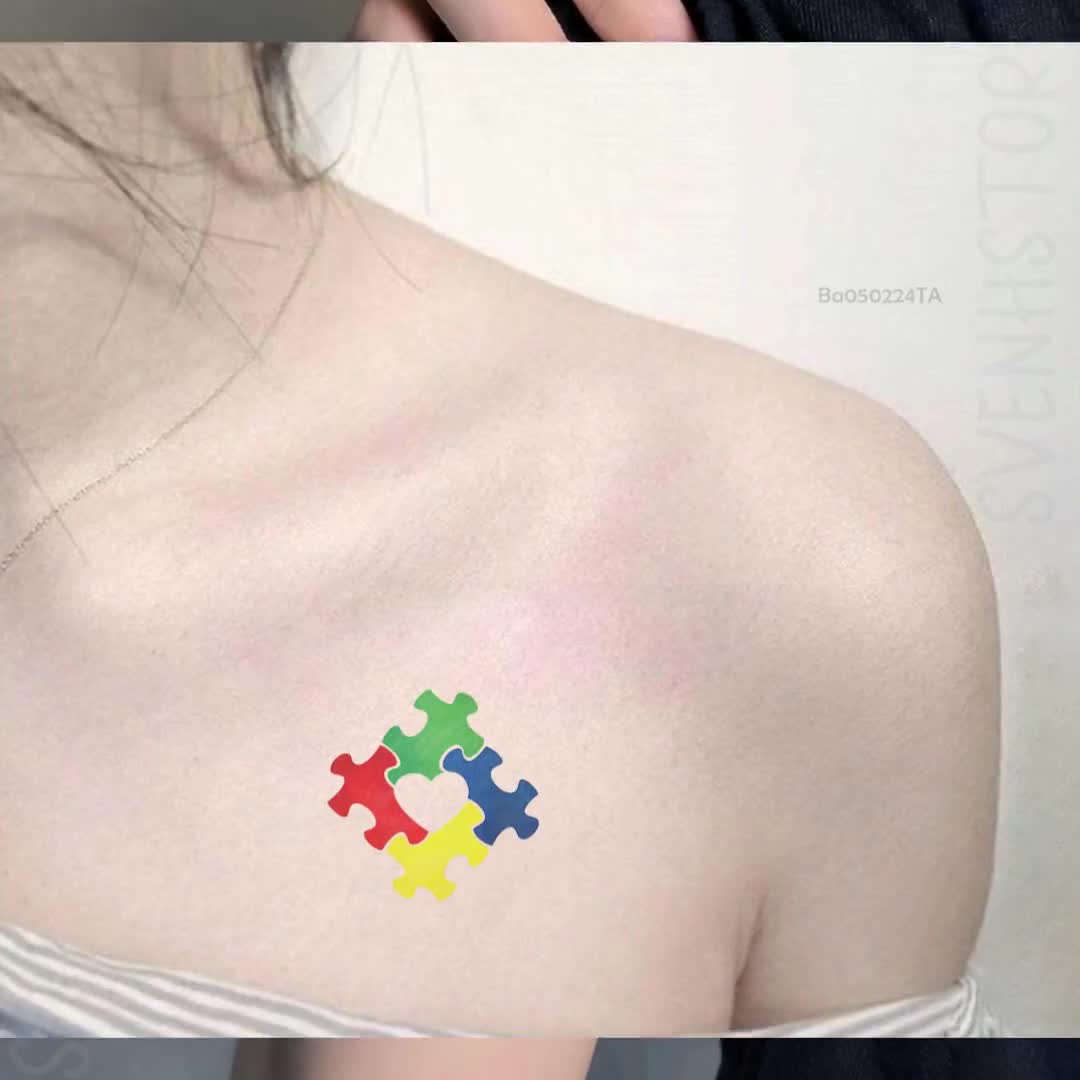 Autism Puzzle Ribbon Minnie Tattoo by Enoki Soju by enokisoju on DeviantArt