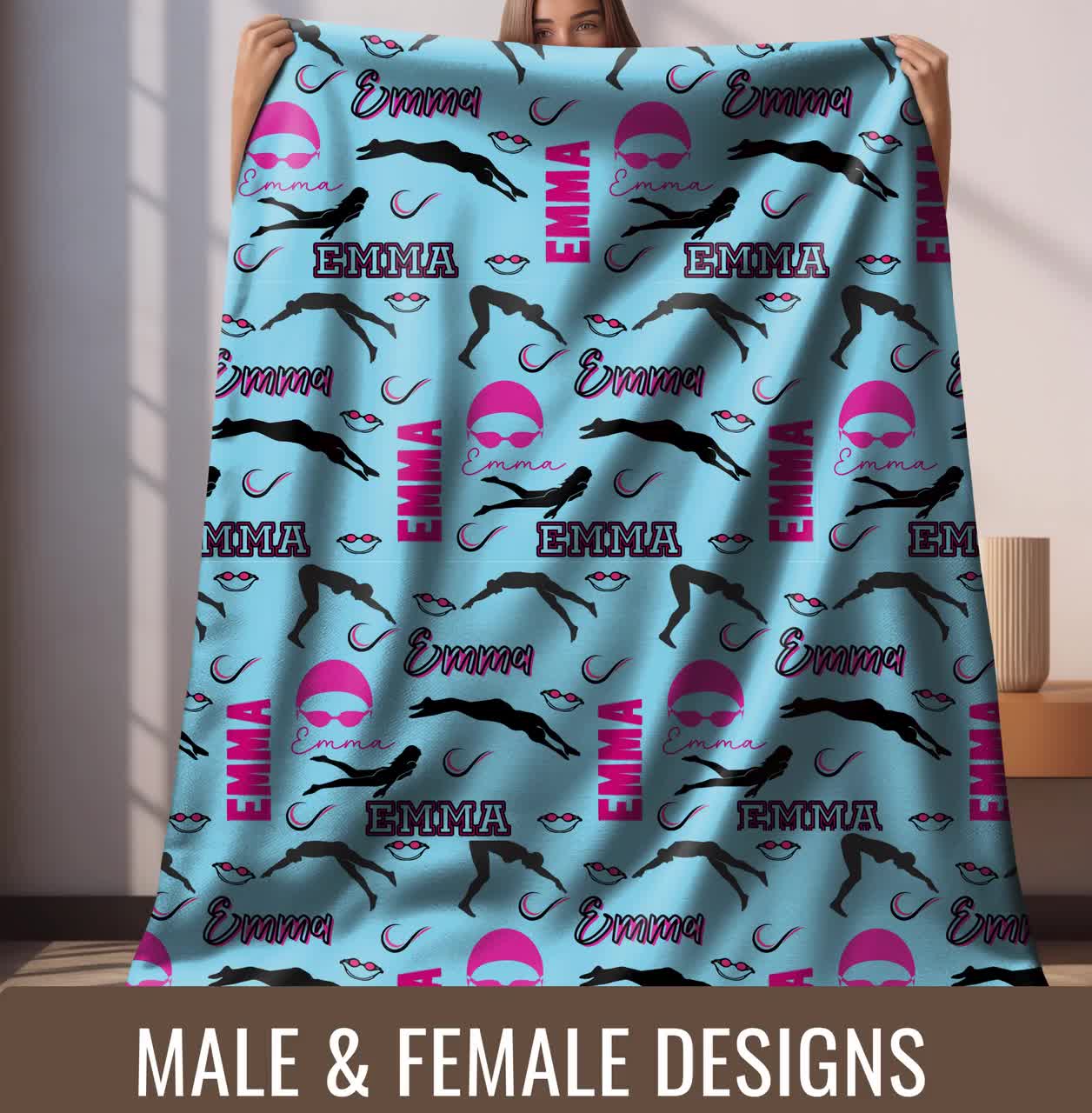 名前入りカスタムスイムブランケット パーソナライズされたスイマー