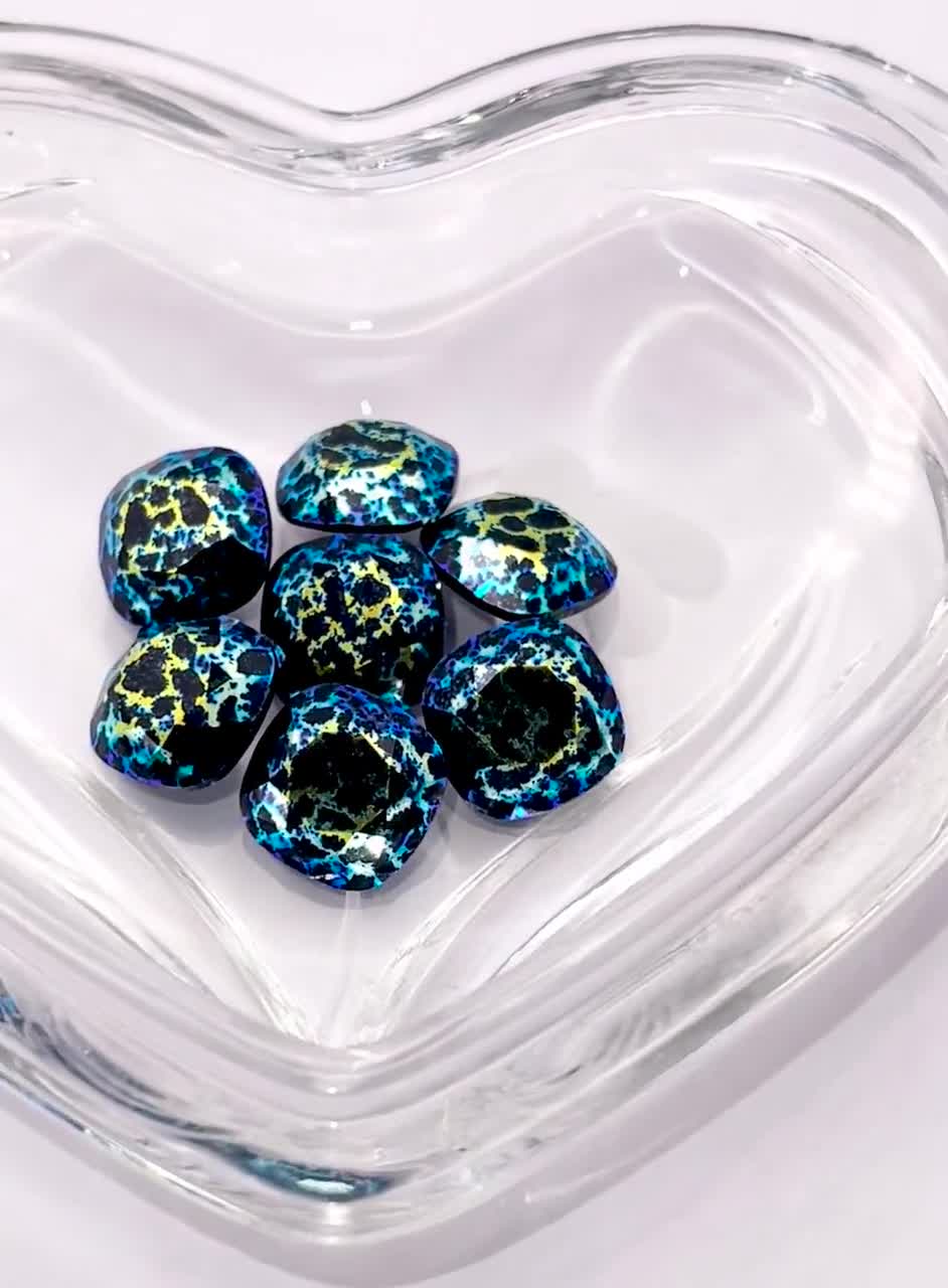 Jet White Patina F (12mm) Swarovski 4470 Square Cushion Cut Stones