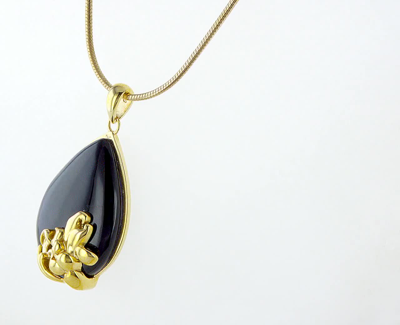 Collier Onyx Rose Argent 925 - Fait Main - Longueur 18 Pouces - Réglable