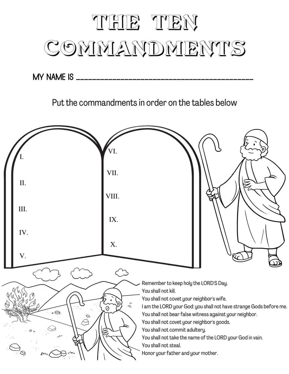 Ten Commandments For Kids Coloring Pages Ten Commandments For Kids Coloring Pages