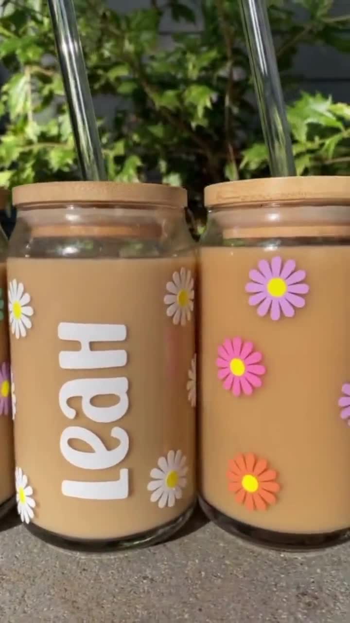 GSPY Daisy Iced Coffee Cup, 16oz Glass Cups with Lids and Straws, Daisy  Gifts for Women - Flower Mug…See more GSPY Daisy Iced Coffee Cup, 16oz  Glass