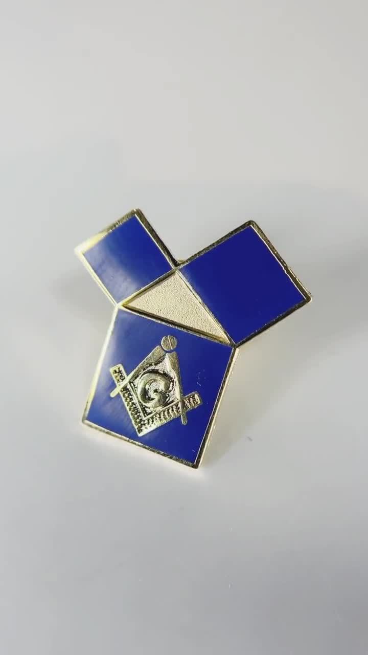 Euclid's 47th Problem Masonic Lapel Pin – 1 Inch, Blue & Gold