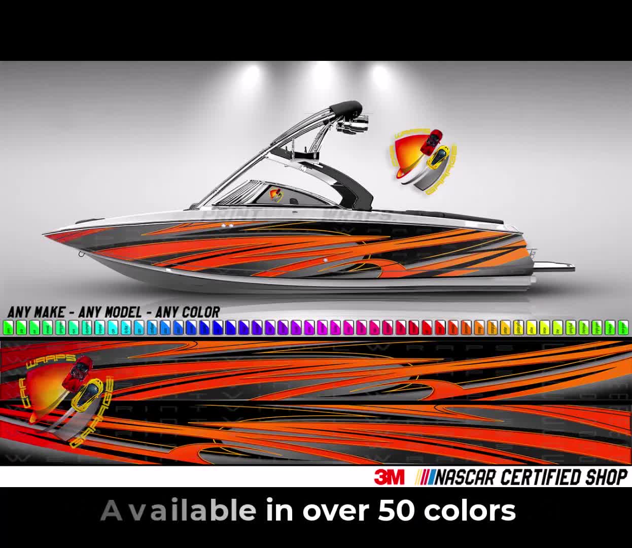 Pink, Gray and Black Zig Zag Lines Graphic Boat Vinyl Wrap