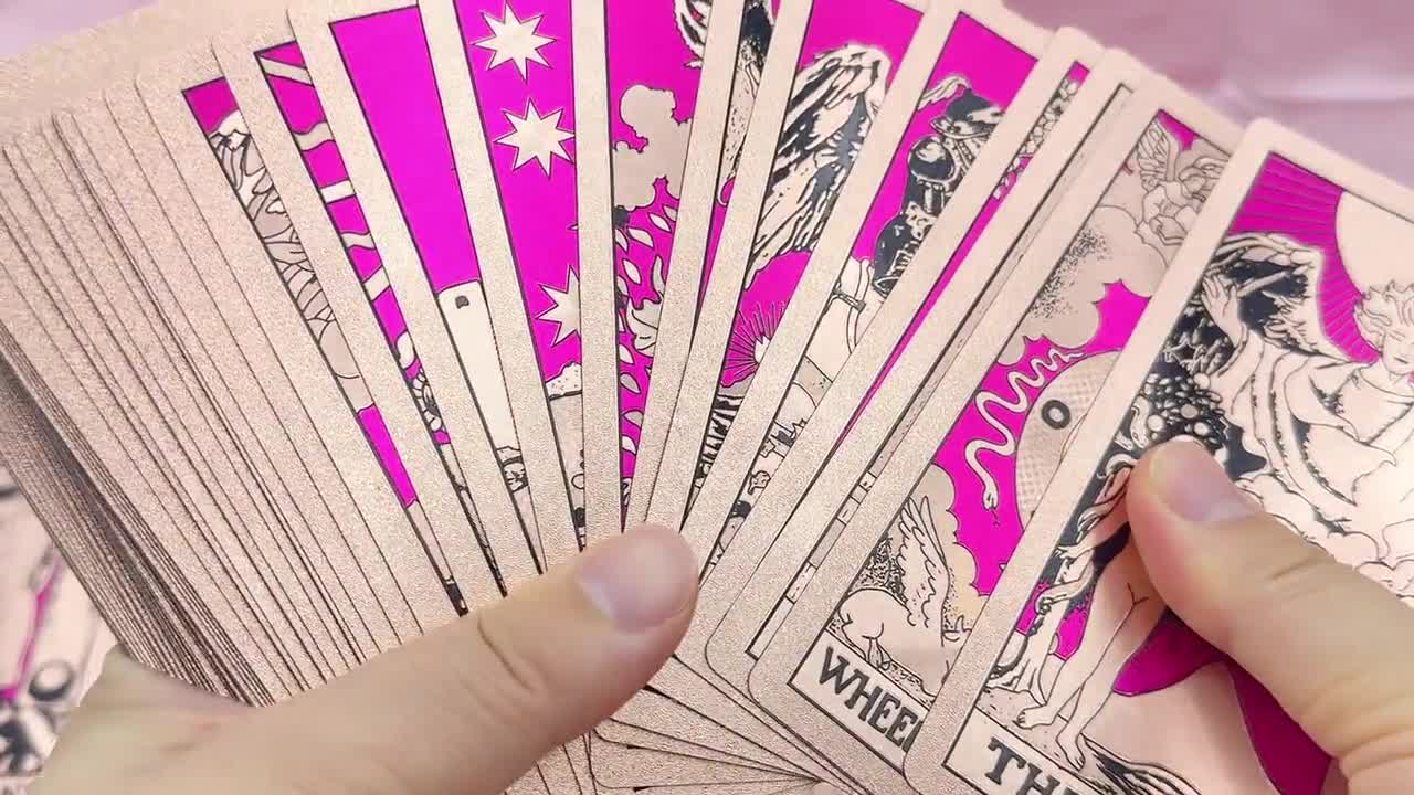 Waterproof Magenta Rose Gold Tarot Deck * Gold Foil Tarot * Tarot